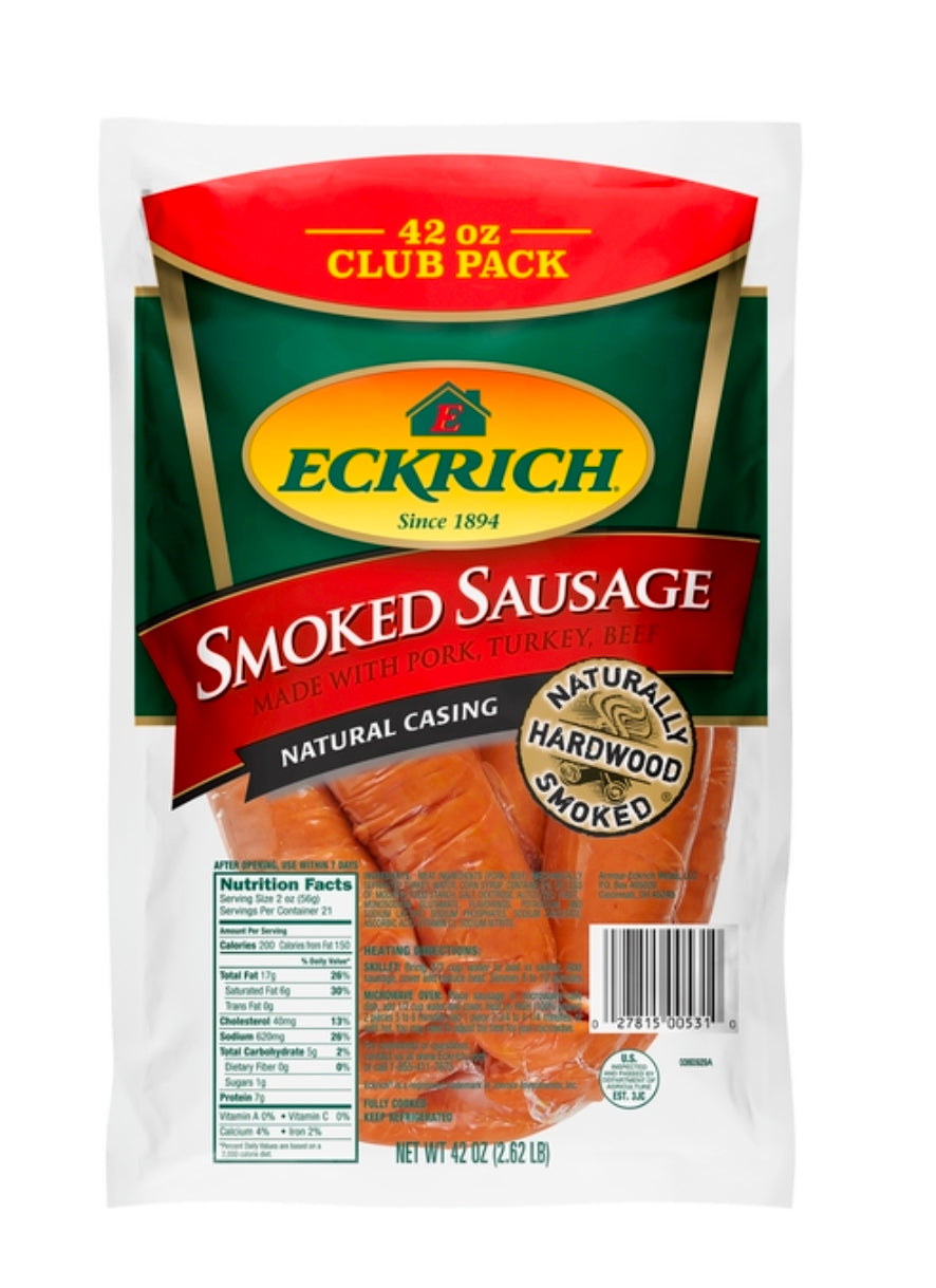 Eckrich Hardwood Smoked Sausage Family Pack 42 oz.