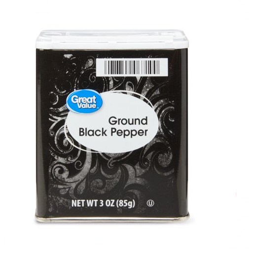 Great Value Black Pepper, 3oz